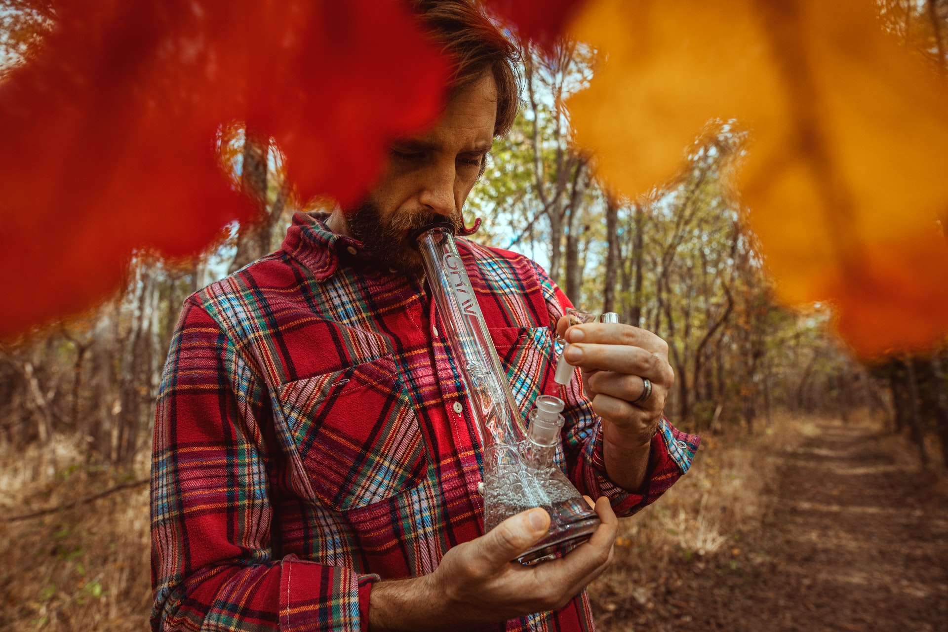 Smoking from a bong